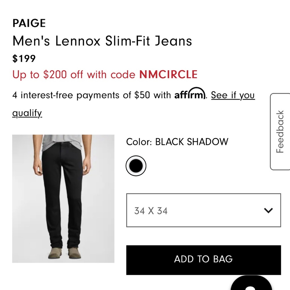Men’s Black Paige Jeans